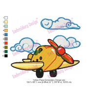 Yellow Plane Embroidery Design